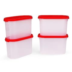 Tupperware Plastic Storage Container- 1.1 liters, 4 Pieces, White , Gift Set , kitchen accessories