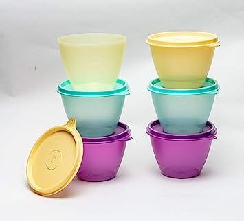 Tupperware Plastic Container - 400ml, 6 Pieces, Multicolour , Kitchen Accesories Bowl Set Pack Of 6 Pcs