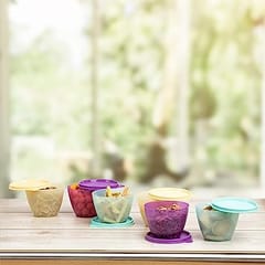 Tupperware Plastic Container - 400ml, 6 Pieces, Multicolour , Kitchen Accesories Bowl Set Pack Of 6 Pcs