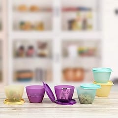 Tupperware Plastic Container - 400ml, 6 Pieces, Multicolour , Kitchen Accesories Bowl Set Pack Of 6 Pcs