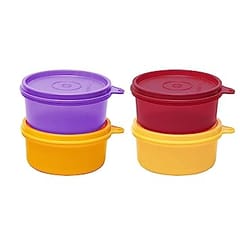 Tupperware Plastic Spill proof Tropical Bowls (Multicolour, 210ml, 4 Pieces) , Kitchen Accesories