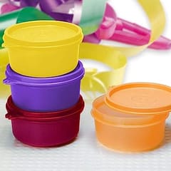 Tupperware Plastic Spill proof Tropical Bowls (Multicolour, 210ml, 4 Pieces) , Kitchen Accesories