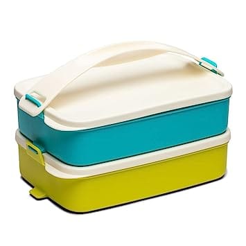 Tupperware Plastic Click to Go Lunch Carrier 900ml 2pc (Multicolour) , Lunch Box