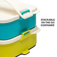 Tupperware Plastic Click to Go Lunch Carrier 900ml 2pc (Multicolour) , Lunch Box