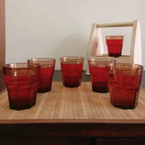 Vintage Water Glasses Unbreakable - Ceramic Finish - 300 ml, Set of 6, Vintage
