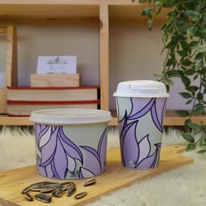 Unbreakable Cup & Snack box-Pleasant Purple-1 Crop waste cup (360ml), 1 matching Snack box (500 ml)