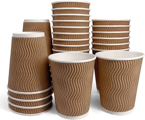 Ripple Paper Cups 280 ML  , Paper Glass , Paper Cup ,  Mug for Coffee, Tea and Cappuccino in Party, Office, Events and Other (Brown, Pack of 25) Colour As Per Available