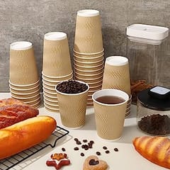 Ripple Paper Cups 280 ML  , Paper Glass , Paper Cup ,  Mug for Coffee, Tea and Cappuccino in Party, Office, Events and Other (Brown, Pack of 25) Colour As Per Available