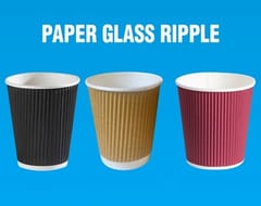 Ripple Paper Cups 280 ML  , Paper Glass , Paper Cup ,  Mug for Coffee, Tea and Cappuccino in Party, Office, Events and Other (Brown, Pack of 25) Colour As Per Available