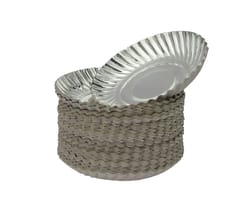 Silver Coated Paper Plate , Disposable Silver Coated  Round Paper Plate ,7 inch ,(25 TO 30 pcs)