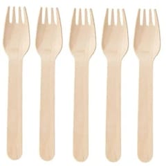 Disposable Wooden Fork (14cm Big Size, 100 Pieces) | Ecofriendly Spoons for Eating Food | Best Uses: Kitchen, Birthday, Parties, Events, Picnic, Office & Restaurant | No Plastic Wood Spoon | Disposable Wood Cutlery Fork Set