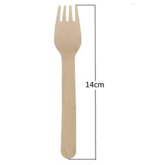 Disposable Wooden Fork (14cm Big Size, 100 Pieces) | Ecofriendly Spoons for Eating Food | Best Uses: Kitchen, Birthday, Parties, Events, Picnic, Office & Restaurant | No Plastic Wood Spoon | Disposable Wood Cutlery Fork Set