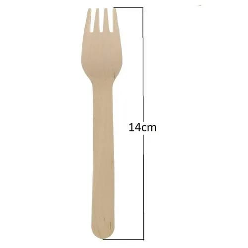 Disposable Wooden Fork (14cm Big Size, 100 Pieces) | Ecofriendly Spoons for Eating Food | Best Uses: Kitchen, Birthday, Parties, Events, Picnic, Office & Restaurant | No Plastic Wood Spoon | Disposable Wood Cutlery Fork Set