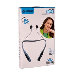 Black Aroma Grace Wireless Bluetooth Neckband with lightweight design and comfortable earbuds also perfect for workouts, runs, or other outdoor activities