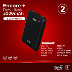 P0022 Encore+ 5000mAh- Black Power Bank Is great source of power to your lifeline also gift this to your colleagues and friends