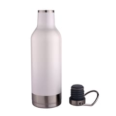 Completely Hassle Free and Spill Free, Rust proof 500ml White Double walled Vacuum insulated stainless steel Bottle With Steel handle For Corporate Gifting