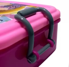 Peri Peri Lunch Box Princess  Plastic for Back to School Kids 1 Containers and 1 Spoon(fock) 1Lunch Box (700 ml) (Colour and Print as per Availability)