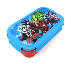 Peri Peri Lunch Box Avenger  Plastic for Back to School Kids 1 Containers and 1 Spoon(fock) 1Lunch Box (700 ml) (Colour and Print as per Availability)