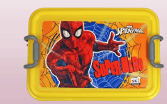 Peri Peri Lunch Box Spiderman  Plastic for Back to School Kids 1 Containers and 1 Spoon(fock) 1Lunch Box (700 ml) (Colour and Print as per Availability)