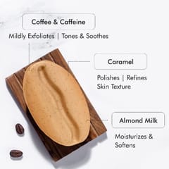 Exfoliating Tan Removal Soap with Coffee, Almond Milk & Caramel | De Tan Bathing Soap for Polishing & Moisturizing the Skin | Bean Shaped Soap with Fresh Coffee Aroma | Natural & Vegan