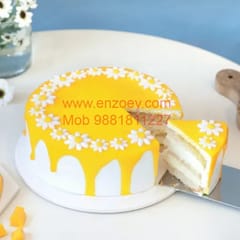 Mango Egg Less Round Shape Cake For Any Occasion,Party & Events Celebration