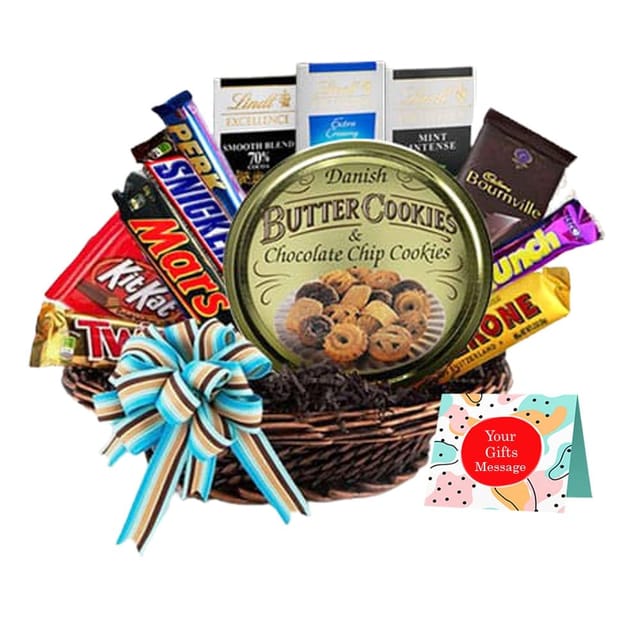 Butter Cookies and Chocolate Hamper with Personalised Card For Mother's Day Gift For Mom