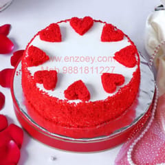 Red Velvat Cake Egg Less Round Shape Cake For Any Occasion,Party & Events Celebration