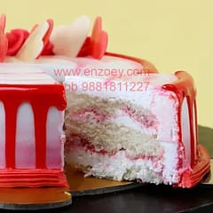 Strawberry (Seasonal) Egg Less Round Shape Cake For Any Occasion,Party & Events Celebration