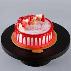 Strawberry (Seasonal) Egg Less Round Shape Cake For Any Occasion,Party & Events Celebration