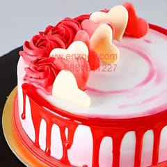 Strawberry (Seasonal) Egg Less Round Shape Cake For Any Occasion,Party & Events Celebration