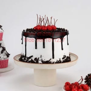 Dark & White Cake Egg Less Round Shape Cake For Any Occasion,Party & Events Celebration