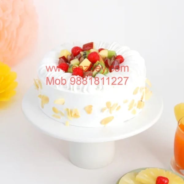 Fresh Fruit Cake Egg Less Round Shape Cake For Any Occasion,Party & Events Celebration