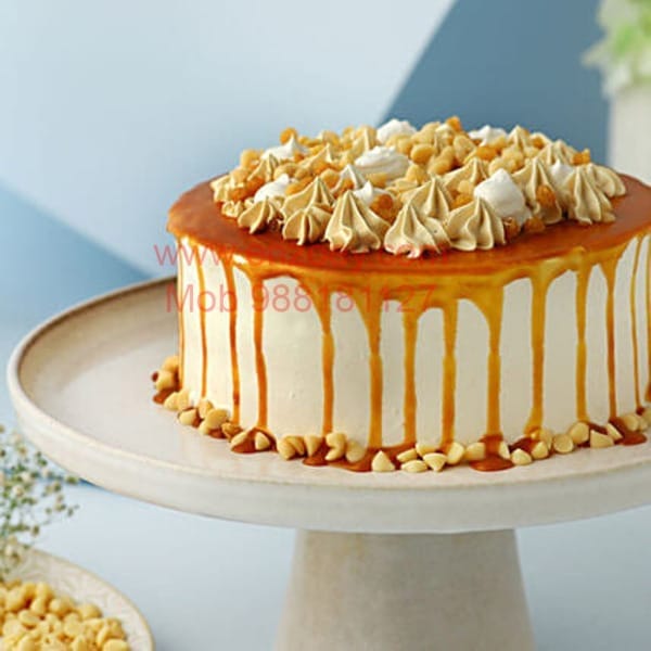 Caramel Crunch Egg Less Round Shape Cake For Any Occasion,Party & Events Celebration