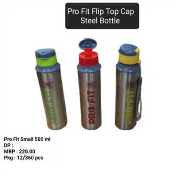 Pro Fit Flip Top Cap Steel Small 500ml Bottle For School Kids