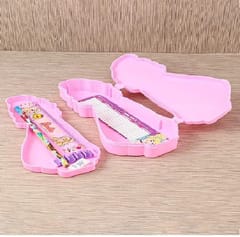 Barbie Cartoon Theme Shaped Kid's Plastic Pencil Box with Compartment Return Gifts for Kids Birthday Party, Size - 22x11x3 Cm New Year Gift Festival Gift