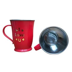 I Love You Written Coffee Mug for Gifting Your Loved Once and Have a Good time Drinking Coffee Together Red Color (Set of 2) Valentine Gift