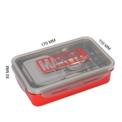 Marvel Steel  Lunch Box Lock & Seal 800  Steel Inner with Steel Spoon 2 Containers Lunch Box For Back To School Boys (colour & print as pr availability )