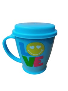 Universal Unbreakable hot Insulated Plastic Stainless Steel Tea,Coffee/Milk Mug with Anti-Dust Cover Tea Coffee Sealing Lid for Kids and Adults 200 ml (Love)