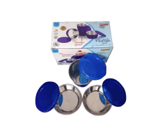 (Pack of 3) Inner Steel 1 Glaas & 2 Bowl with Lid Purple Color Set For Birthday Git(Set of1) Glass