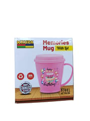 Universal Unbreakable hot Insulated Plastic Stainless Steel Tea,Coffee/Milk Mug with Anti-Dust Cover Tea Coffee Sealing Lid for Kids and Adults 200 ml (Happy Birthday)