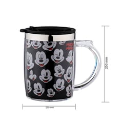 Double Wall Inner Steel Insulated Mug for Kids Cartoon Printed Mug for Kids Cherry Mug - 350 ML Approx Pack of 1 (Mickey)