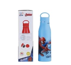 Cool Kids-600 Insulated Water Bottles 550 ml Spiderman Inner Steel Blue For Kids, Gift, Return Gift