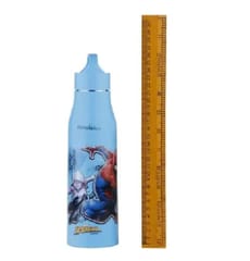 Cool Kids-600 Insulated Water Bottles 550 ml Spiderman Inner Steel Blue For Kids, Gift, Return Gift