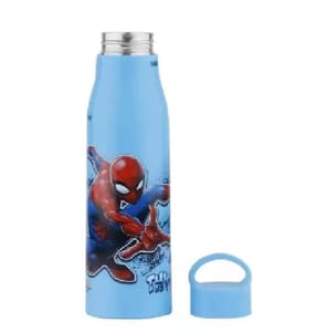 Cool Kids-600 Insulated Water Bottles 550 ml Spiderman Inner Steel Blue For Kids, Gift, Return Gift