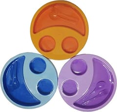 Pack of 2 Plastic Smiley Shape Mac Doodle Plastic Plate For Kids Use ( Pack of 2 ) Dinner Set  (Multicolor)