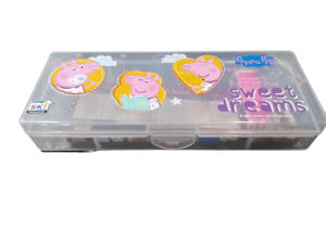 Nexon Pencil Box Cartoon Theme Printed Kid's Plastic Pencil Box with Compartment and Stationery Items ( Pencil ,Eraser  & Time-Table ) Return Gifts for Kids Birthday Party (PEPPA PIG)