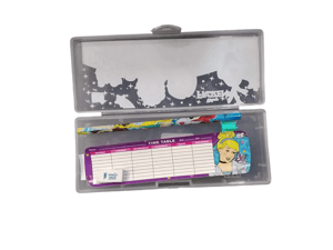 Nexon Pencil Box Cartoon Theme Printed Kid's Plastic Pencil Box with Compartment and Stationery Items ( Pencil ,Eraser  & Time-Table ) Return Gifts for Kids Birthday Party (PRINCESS)