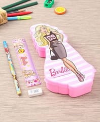 Pencil Box Barbie Cartoon Theme Shape Pencil Box with Compartment Return Gifts for Kids Birthday Party, Size - 22x11x3 cm New Year Gift Festival Gift