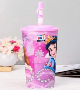 Princess Cartoon 3D Printed Sipper Bottle/Glass/Return Gift for Kids Girls Boys Birthday Party 600ML (Big Size) (Pack of 1)