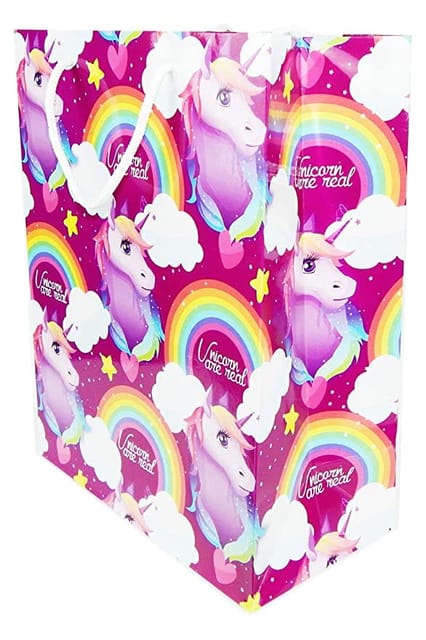 UNICORN THEME PARTY PAPER BAGES FOR GIFTING (SMALL SIZE)/BIRTHDAY PARTY DECORATION/GOODIE BAG (SET OF 10) (Dimension - 7.5inch X10inch X 3inch) New Year gift Festival gift